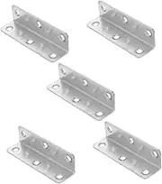 Veemoon 5pcs Stainless Steel Right Angle Brackets Corner Brace for Wood Heavy Duty Shape Shelf Support for Furniture Garden Bed and More Silver Finish