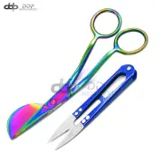 Applique Duckbill Scissor 6'' Blade with Offset Multi Color + Thread Nipper Blue