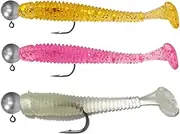 ccuzs Soft Bait, Paddle Tail Swimbait, Realistic Fishing Tackle Durabled Silicone Body, Vibrating Minnow Lure Ideal for Freshwater and Saltwater, 3 Pieces