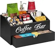 Wrohto Countertop Coffee Bar Organizer,Wooden Coffee Holder | Coffee and Tea Condiment Storage Organizer for Coffee Bar, Dessert Shop