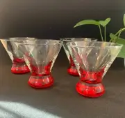 Dizzy Cocktail Red Martini/Cosmopolitan Glasses by Crate & Barrel NEW Set of 4