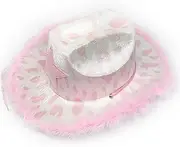 [Raocan] Feather Star Cow Hat - Western Hat With Sequin Trim, Pink Carnival Party Rope Buckle