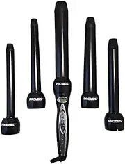 Diamond Collection 5P Curling Iron Wand 5-Piece Clipless Curler Gift Set By Proliss