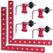 2 Packs 180mm x 180mm 90 Degree Right Angle Clamps Positioning Squares MM/Inch Scale Aluminum Alloy Woodworking Carpente