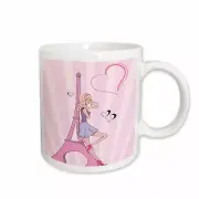 3dRose Girly Pink Girl Eiffel Tower and Hearts Paris Love Vector Illustration Mu