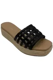 Sun + Stone Jordana Espadrille Platform Wedge Slide Sandals Black