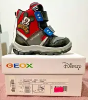 GEOX x Disney Flanfil Mickey Mouse Light Up Boots Red and Black (New with box)