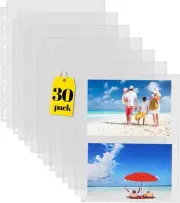 Sooez 30 Pack Heavy Duty Photos or Postcards Page Protectors, Plastic Clear