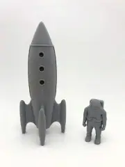 3D Printed Rocket Ship and Astronaut