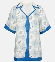 [Alemais] Alémais Pia printed linen shirt UK 6 blue