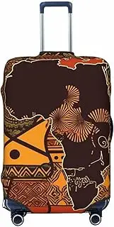 [STVYUKL] African Map Ethnic Pattern Luggage Cover Personalized Elastic Washable Suitcase Cover Luggage Protector Auti-Scratch Suitcase Case Protector Fits 18-32 Inch Luggage, Black, Large