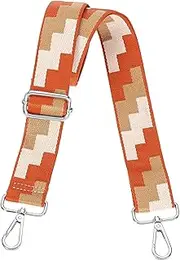 [uxcell] Purse Straps Replacement Crossbody, 1.5 Inch Wide Shoulder Bag Strap Adjustable Canvas Straps for Handbag Wallet Clutch Bags with Silver Buckle, White-Orange-Brown Blocks