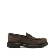 [Canali] Canali Suede Penny Loafers 41 IT BROWN
