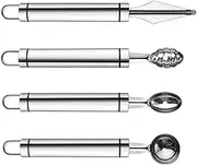 Cabilock Melon Baller Scoop Set Stainless Steel Carving Knife Watermelon Cantaloupe Scooper Ice Cream Scoop Cupcake Scoop for Cutting and Scooping Fruit Melons Silver