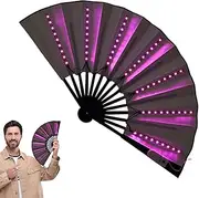 Vibhgtf Lightweight Folding Fan: Folding LED Fan, Carnival Large Handheld Luminous Fan | Folding Handheld Luminous Fan by REN Accessories