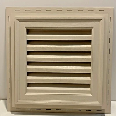 Beige 18”x18” Gable Louver Vent Square Weather Filter J-Block Vinyl 1" J Channel