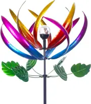 Wind Spinner Large Metal Kinetic Sculptures Multi-Color Glass Ball Outdoor Decor