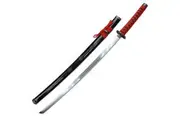 Carbon Steel Samurai Katana w/ Wodden Display Stand - Red