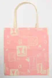 Pink Abstract Tote Bag Printed Happy Hour - Size ONE, Women's Canvas Bag