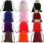 Lyivisk Pack of 24 Velvet Drawstring Bags 12 Colours Soft Pouches for Jewellery Rings Wedding Party Gift Packaging