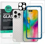 2 Pcs Screen Protector Compatible with Apple iPhone 16 Pro 5G 6.3",Tempered Glass,with 1Pc Camera Lens Protector,1Pc Back Film,Anti-Scratch,Bubble Free