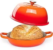 Enamelled Cast Iron Dutch Oven Pot – Dutch Oven For Sourdough Bread Baking – Cast Iron Bread Pot – Orange, 6 Quarts, 22cm – by Nuovva