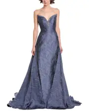 Jovani Jacquard Overskirt Gown