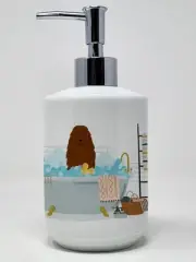 Caucasian Shepherd Dog in Bathtub Ceramic Soap Dispenser Hand Soap Dispenser