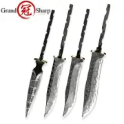 Hunting Knife Fixed Blade 67 Layers Damascus Steel DIY Blank Blade Pocket Knives