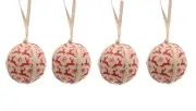 Set 4 Christmas Xmas Tree Red Jute Reindeer Baubles Decorations