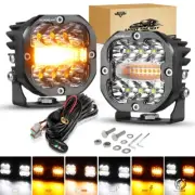 2x 3inch 96W 9600LM LED Cube Pods Work Light Bar Spot Flood Strobe Flash Driving