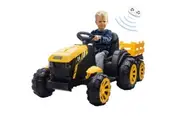 Kids Ride on Tractor Remote Control 12V Battery Electric Car Toy Vehicle Trailer MP3 Player Safety Belt LED Light Yellow