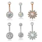 3PCS/Set Stainless Steel Crystal Opal Belly Button Rings Navel Piercing B*cg