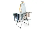 Giantex 2-Level Clothes Drying Rack Folding Clothes Airer Height Adjustable w/Tall Hanging Bar/Sock Clip/Netting Cloth/Shoe Hook