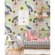 Pastel heron Non-Woven wallpaper light pink wall Home Mural Traditional Decor