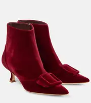 [Manolo Blahnik] Manolo Blahnik Baylow velvet ankle boots AU 7 burgundy