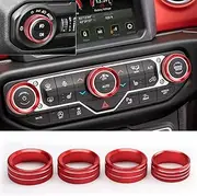 ARIDOSE AC Climate Control Knob Compatible with Jeep Wrangler JL JLU 2018-2022 Accessories Gladiators JT 2020 2021 2022 Air Conditioner Headlight HVAC Switch Interior 4pcs (Red)