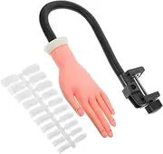 FOYTOKI 100pcs Fake Hand Model for Nail Practice Flexible Manicure Tool Realistic Training Hand with Nail Tips Portable Durable