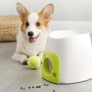 Automatic Interactive Dog Ball Launcher - Food Reward Machine - Tennis Ball Throwing Machine For Dog Training - White + Green