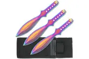 Perfect Point Rainbow Titanium Throwing Knife Set w/ Sheath (K-RC-001RB)
