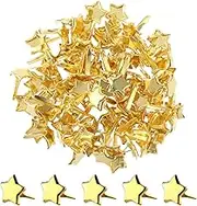 Jeffdad 100pcs Split Pins, Metal Paper Fasteners Mini Brads, 10mm x 8mm Round Scrapbooking Brads for Paper Craft DIY Stamping Scrapbook Office Household Supplies (Five-Pointed Star)