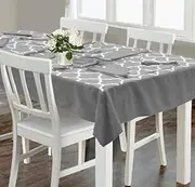 Dekor World Cotton Printed Grey Ogee Collection Square Table Cover with 4 Place Mat & 8 Napkin (Pack of 13) 150x150 cm / 60x60 Inches for 4 Seater Dining Table