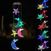 Solar Power Stars and Moon LED Wind Chimes Outdoor Decor, Waterproof Mobile C...