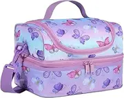 KASQO Lunch Box Bag for Girls, Kids Insulated Cooler Bag Dual Compartments Lunch Tote Bag with Adjustable Detachable Shoulder Straps for School Daycare, Butterfly