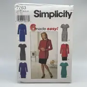 SIMPLICITY #7763 MISSES SIZE 14-16-18 DRESS OR TUNIC AND SKIRT PATTERN UNCUT