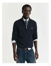 [Gant] Cotton Cable Half-Zip Knit in Evening Blue