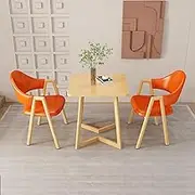 Space Saving Square Dining Table For Two,Solid Modern Dining Table And Chairs,Modern Dining Table And Chairs With 2 Chairs,Suitable For Dining Room,Living Room,Office Lounge,Cafeteria(Orange,60cm(23.