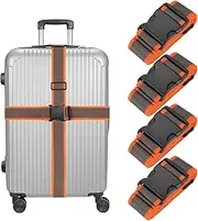 uxcell Luggage Straps with Quick-Release Buckle Adjustable Suitcase Belt Strap for Suitcase Briefcase Backpack Travel, Gray-Orange, Pack of 4