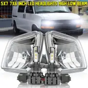 for Chevy Express Cargo Van 1500 2500 3500 Pair 7x6 5x7 LED Headlights Hi-Lo DOT