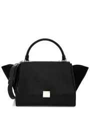 CELINE Black Drummed Leather Small Trapeze (Authentic Pre-Loved)